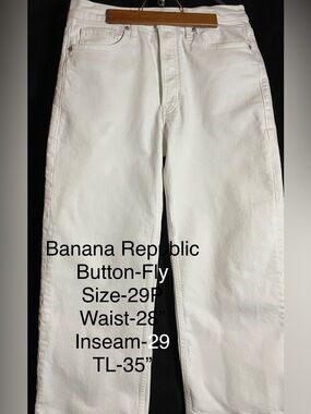 BR Banana Republic Wide-Leg, Ultra White 29P Button Fly Like-New